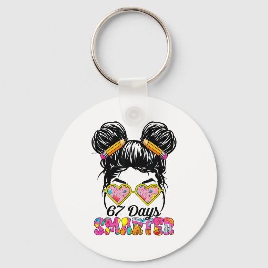 67 Days Smarter Messy Bun Six Seven 67th Day Of Sc Sleutelhanger (Voorkant)