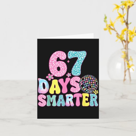 67 Days Smarter Rainbow Back To School Teacher Kid Kaart (Gele Bloem)