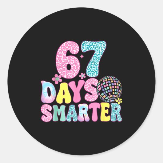 67 Days Smarter Rainbow Back To School Teacher Kid Ronde Sticker (Voorkant)