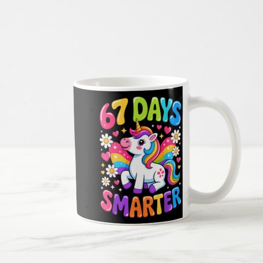 67 Days Smarter Unicorn Rainbow 67th Day Of School Koffiemok (Rechts)