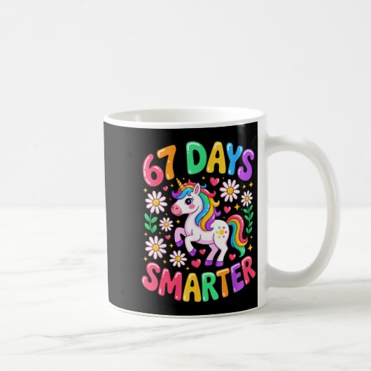67 Days Smarter Unicorn Rainbow 67th Day Of School Koffiemok (Rechts)