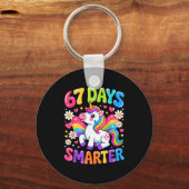 67 Days Smarter Unicorn Rainbow 67th Day Of School Sleutelhanger (Voorkant)