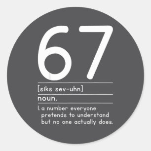 67 Definitie De Betekenis Van 67 Meme Grappig Zes Ronde Sticker
