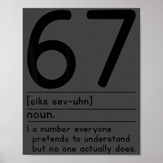 67 Definitie De Betekenis Van 67 Meme Grappige Zes Poster (Voorkant)