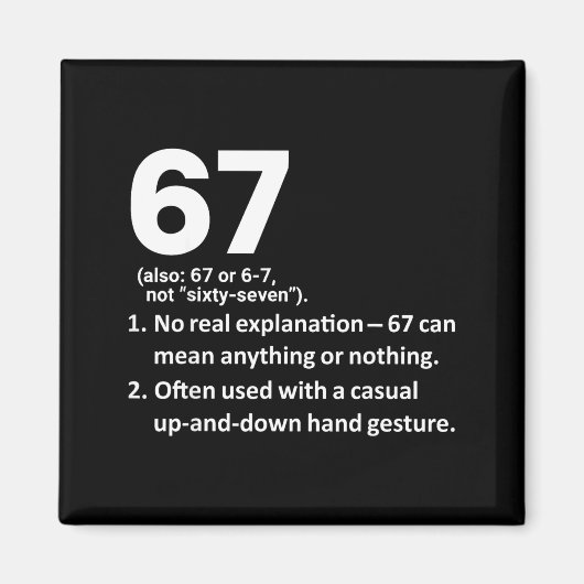67 Definitie Grappig Six Seven Meme 6 7 Magneet (Voorkant)