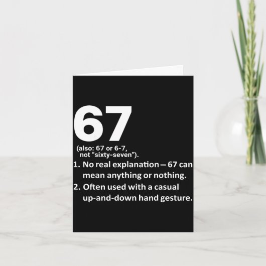 67 Definitie Grappig Zes Zeven Meme 6 7  Kaart (Voorkant)