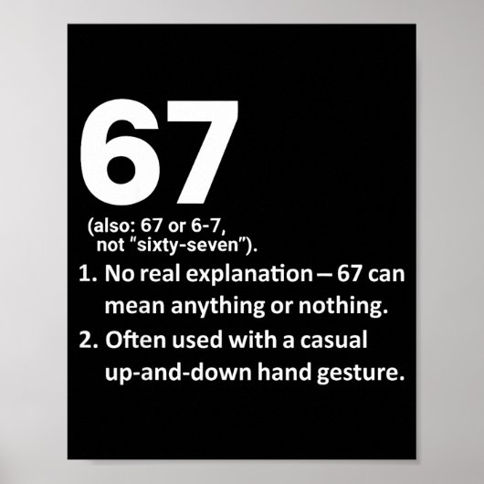 67 Definition Funny Six Seven Meme 6 7 Poster (Voorkant)