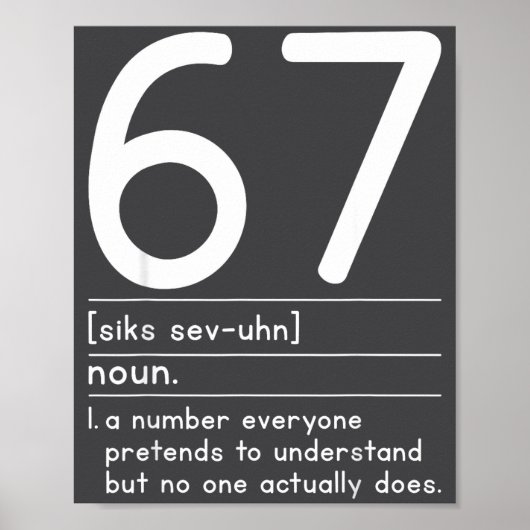 67 Definition The Meaning Of 67 Meme Funny Six Sev Poster (Voorkant)