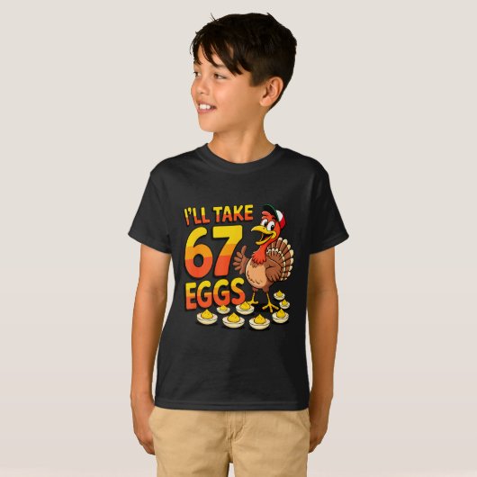 67 Deviled Eggs Lovers Thanksgiving Turkey 67 Funn T-shirt (Voorkant volledig)