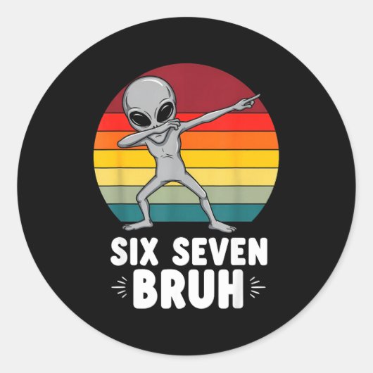 67 Dieren Grappig 67 Brainrot Jeugd Kinderen Alien Ronde Sticker (Voorkant)