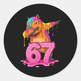 67 Dieren Grappig 67 Brainrot Jeugd Kinderen Capyb Ronde Sticker