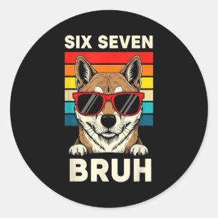 67 Dieren Grappig 67 Brainrot Jeugd Kinderen Hond Ronde Sticker