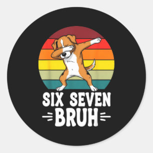 67 Dieren Grappig 67 Brainrot Jeugd Kinderen Hond Ronde Sticker