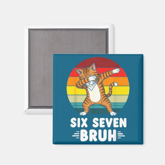 67 Dieren Grappig 67 Brainrot Jeugd Kinderen Kat 6 Magneet (Voorkant / Achterkant)