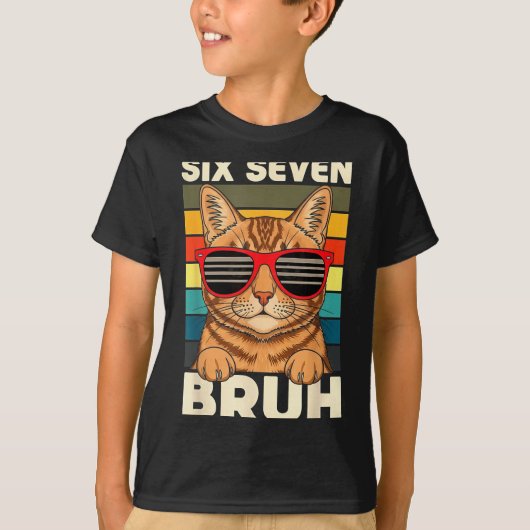 67 Dieren Grappig 67 Brainrot Jeugd Kinderen Kat 6 T-shirt (Voorkant)