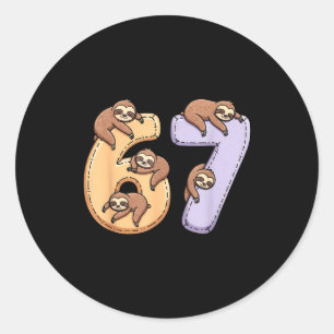 67 Dieren Grappig 67 Brainrot Jeugd Kinderen Luiaa Ronde Sticker