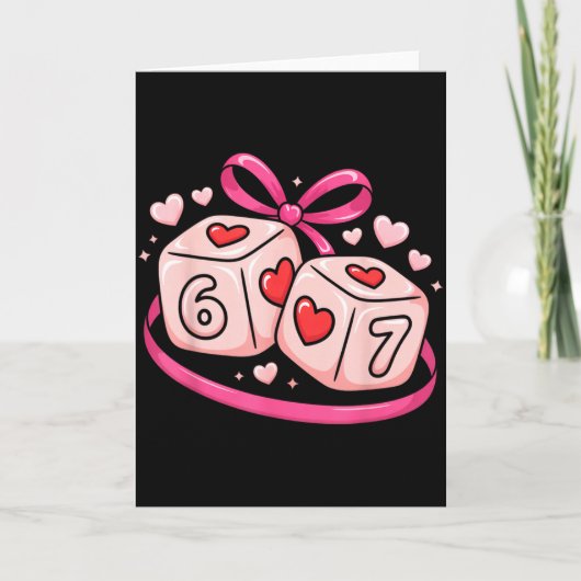 67 Dobbelstenen Valentijnsdag Zes Zeven Harten 6-7 Kaart (Voorkant)