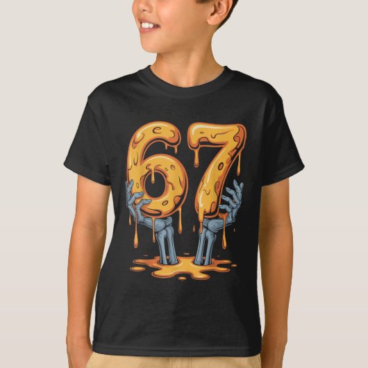 67 Drip Funny Skeleton Halloween 67 Meme Ice Cream T-shirt (Voorkant)