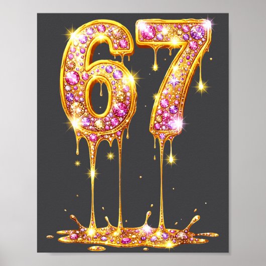 67 Drip Gold Diamond Six Seven Meme 6-7 Dripng 6 7 Poster (Voorkant)