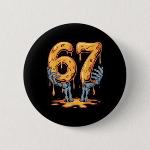 67 Drip Grappig Skelet Halloween 67 Meme Ijs Ronde Button 5,7 Cm