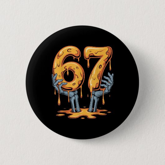 67 Drip Grappig Skelet Halloween 67 Meme Ijs Ronde Button 5,7 Cm (Voorkant)
