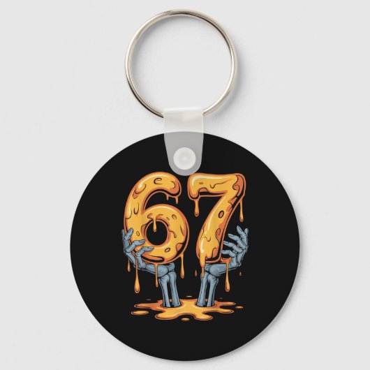 67 Drip Grappig Skelet Halloween 67 Meme Ijs Sleutelhanger (Voorkant)