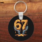 67 Drip Grappig Skelet Halloween 67 Meme Ijs Sleutelhanger (Voorkant)