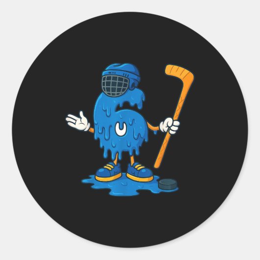 67 Drip Ice Cream Hockey Player  Ronde Sticker (Voorkant)