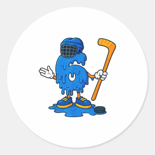 67 Drip Ice Cream Hockey Player  Ronde Sticker (Voorkant)