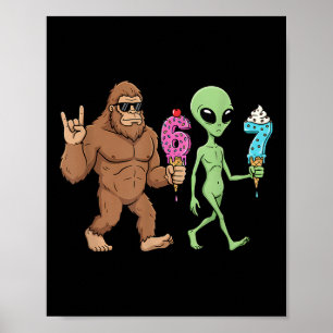 67 Drip Meme Grappig Zes Zeven Bigfoot Alien Sasqu Poster
