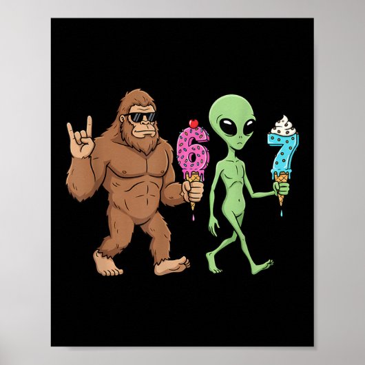67 Drip Meme Grappig Zes Zeven Bigfoot Alien Sasqu Poster (Voorkant)