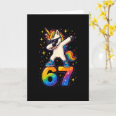 67 Eenhoorn Dabbing Six Seven Meme Grappig  Kaart (Gele Bloem)