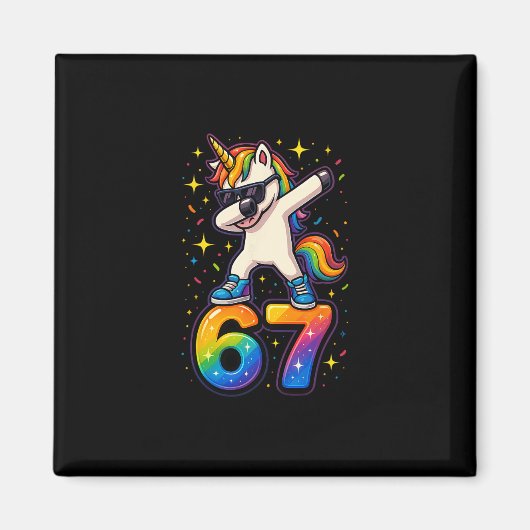 67 Eenhoorn Dabbing Six Seven Meme Grappig Magneet (Voorkant)