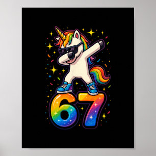 67 Eenhoorn Dabbing Six Seven Meme Grappig  Poster