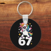 67 Eenhoorn Dabbing Six Seven Meme Grappig Sleutelhanger (Voorkant)