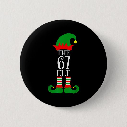 67 Elf Kerst Costume Pyjama 67 Meme Gen Alpha  Ronde Button 5,7 Cm (Voorkant)