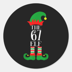 67 Elf Kerst Costuum Pyjama 67 Meme Gen Alpha  Ronde Sticker