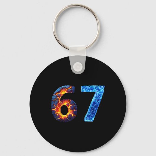 67 Fire Ice Number Funny Six Seven Meme 6 7  Sleutelhanger (Voorkant)
