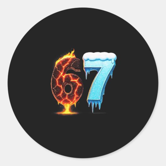 67 Fire Ice Nummer Zes Zeven Meme 67 Alpha Jargon Ronde Sticker (Voorkant)
