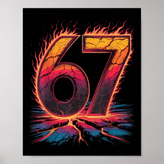 67 Flame Number Six Seven Meme 67 Kid  Poster (Voorkant)