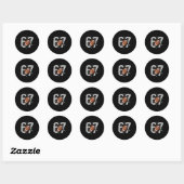 67 Football Six Seven 6 7 Meme Playful Fball Fans Ronde Sticker (Vel)