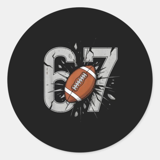 67 Football Six Seven 6 7 Meme Playful Fball Fans Ronde Sticker (Voorkant)