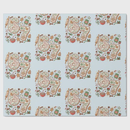 67 Funny 6 7 Six Seven Gingerbread Cookie Holiday Cadeaupapier (Vlak)