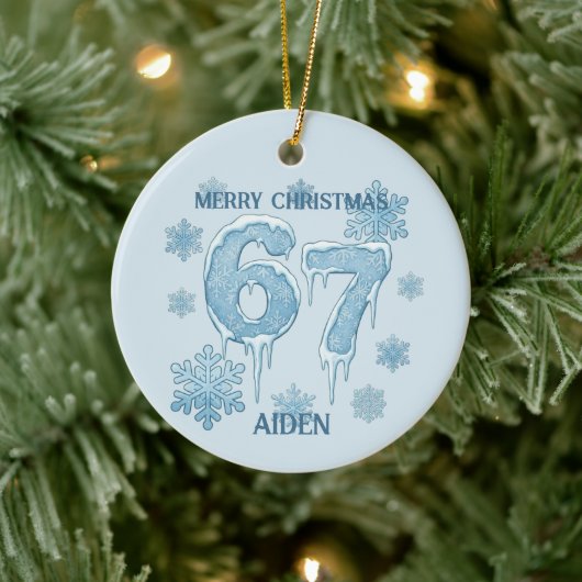 67 Funny 6 7 Six Seven Personalized Christmas Keramisch Ornament (Boom)