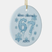 67 Funny 6 7 Six Seven Personalized Christmas Keramisch Ornament (Rechts)
