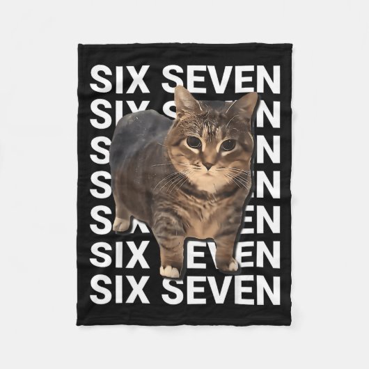 67 Funny Cat Six Seven Meme Gen Z Alpha Humor Anim Fleece Deken (Voorkant)