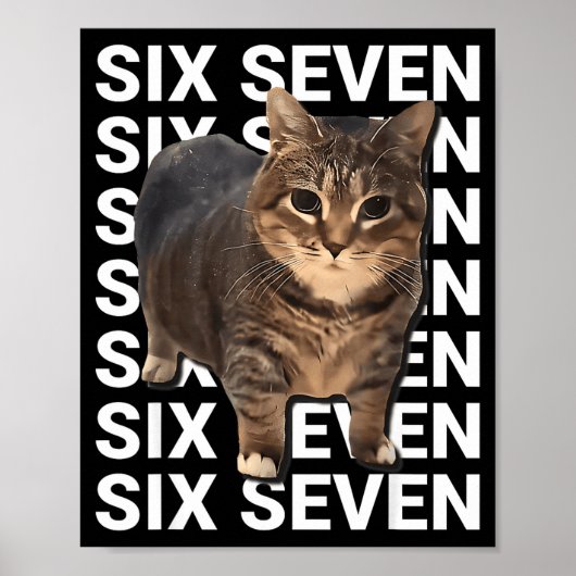 67 Funny Cat Six Seven Meme Gen Z Alpha Humor Anim Poster (Voorkant)