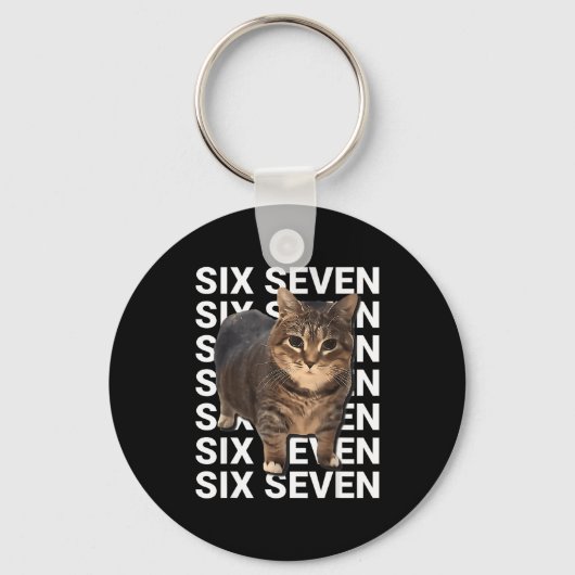 67 Funny Cat Six Seven Meme Gen Z Alpha Humor Anim Sleutelhanger (Voorkant)