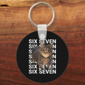 67 Funny Cat Six Seven Meme Gen Z Alpha Humor Anim Sleutelhanger (Voorkant)