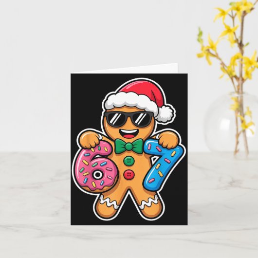 67 Funny Christmas Boys Kids Xmas Six Seven Ginger Kaart (Gele Bloem)